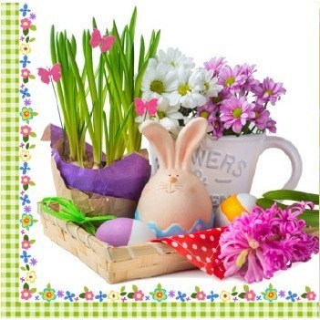 Serwetki Wielkanocne do koszyczka 33x33cm papierowe 20 sztuk na stół WN-073 AHA Serwetki Wielkanocne do koszyczka 33x33cm papierowe 20 sztuk na stół WN-073 AHA