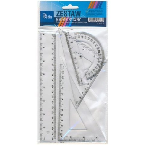 Zestaw geometryczny z linijką 20cm BL001-BK TETIS Zestaw geometryczny z linijką 20cm BL001-BK TETIS