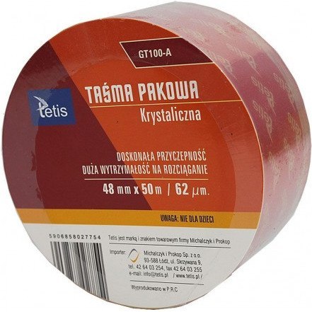 Taśma pakowa krystaliczna 48mmx50m GT-100-A Taśma pakowa krystaliczna 48mmx50m GT-100-A