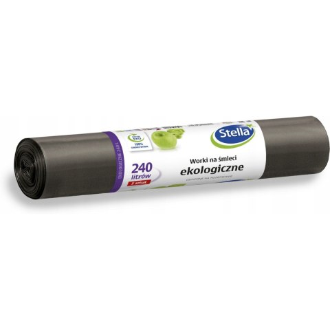 Worki na śmieci 240L LDPE ekologiczne (5szt) czarne WNS4201/16NOWA LUX STELLA Worki na śmieci 240L LDPE ekologiczne (5szt) czarne WNS4201/16NOWA LUX STELLA