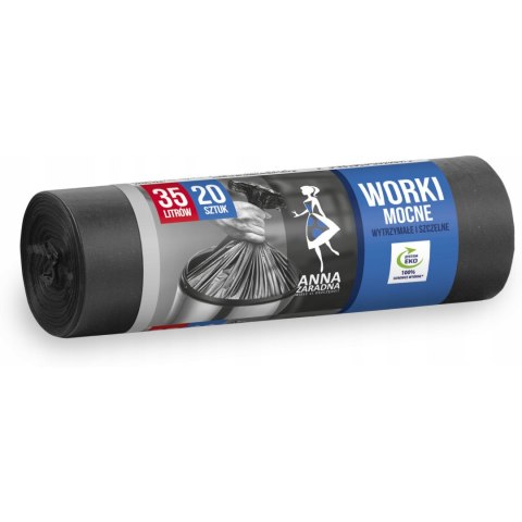 Worki na śmieci 35L HDPE mocne (20szt) czarne ANNA ZARADNA WNS2207/80SH Worki na śmieci 35L HDPE mocne (20szt) czarne ANNA ZARADNA WNS2207/80SH
