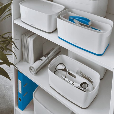 Pojemnik MyBOX mały z pokrywką biało-niebieski LEITZ 52291036 Pojemnik MyBOX mały z pokrywką biało-niebieski LEITZ 52291036