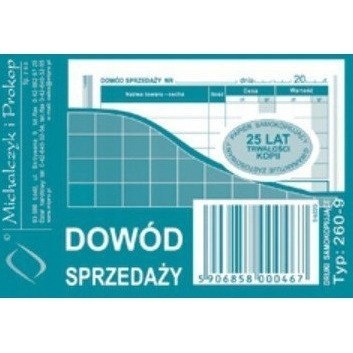 260-9 Dowód sprzedaży A7 80 kartek Michalczyk i Prokop 260-9 Dowód sprzedaży A7 80 kartek Michalczyk i Prokop