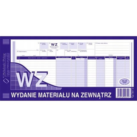 361-2 WZ wydanie materiałów na zewnątrz 1/3A3 80 kartek MICHALCZYK 361-2 WZ wydanie materiałów na zewnątrz 1/3A3 80 kartek MICHALCZYK