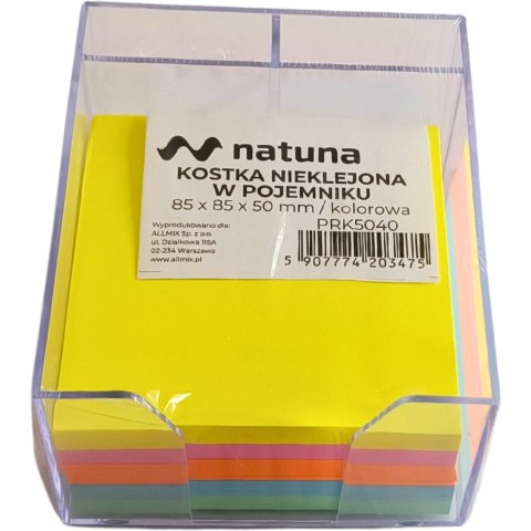 Bloczek nieklejony 85x85x50mm kolorowy + pojemnik NATUNA Bloczek nieklejony 85x85x50mm kolorowy + pojemnik NATUNA
