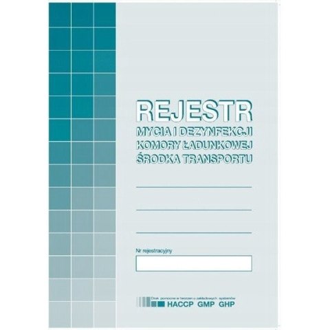 H-91-3 Rejestr mycia i dezynfekcji komory ładunkowej MICHALCZYK H-91-3 Rejestr mycia i dezynfekcji komory ładunkowej MICHALCZYK