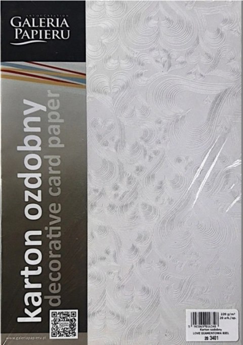 Karton ozdobny A4 LOVE diamentowa biel (20ark) 220g 203401 ARGO Karton ozdobny A4 LOVE diamentowa biel (20ark) 220g 203401 ARGO
