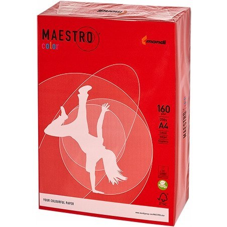 Papier ksero A4 160g MAESTRO COLOR CO44 intensive czerwień koralowa 250a Papier ksero A4 160g MAESTRO COLOR CO44 intensive czerwień koralowa 250a