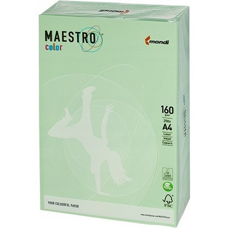 Papier ksero A4 160g MAESTRO COLOR MG28 pastel zielony 250a Papier ksero A4 160g MAESTRO COLOR MG28 pastel zielony 250a
