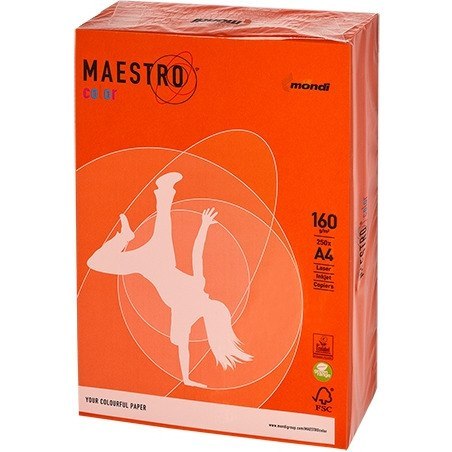 Papier ksero A4 160g MAESTRO COLOR OR43 orange intensive (250ark) Papier ksero A4 160g MAESTRO COLOR OR43 orange intensive (250ark)