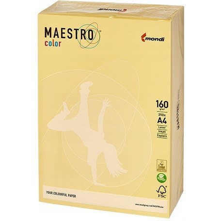 Papier ksero A4 160g MAESTRO COLOR YE23 pastel żółty (250ark) Papier ksero A4 160g MAESTRO COLOR YE23 pastel żółty (250ark)