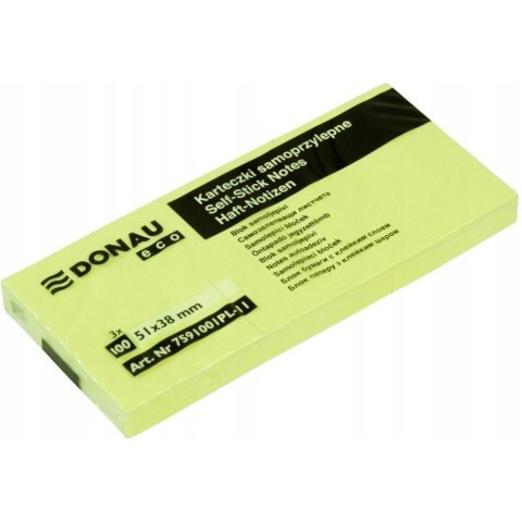 Bloczek samoprzylepny 51x38mm 100k żółty (3szt) DONAU ECO 7591001PL-11 Bloczek samoprzylepny 51x38mm 100k żółty (3szt) DONAU ECO 7591001PL-11