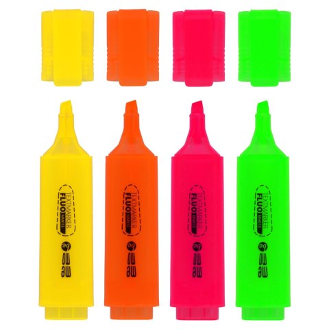 Zakreślacze MEMOBE neonowe 4 kolory w etui MM013-99 Zakreślacze MEMOBE neonowe 4 kolory w etui MM013-99