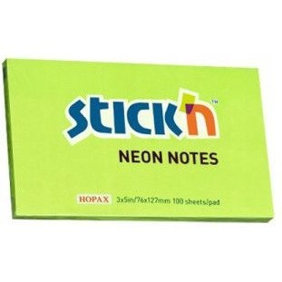 Bloczek STICK"N 127x76mm zielony neon 100k 21171 Bloczek STICK"N 127x76mm zielony neon 100k 21171