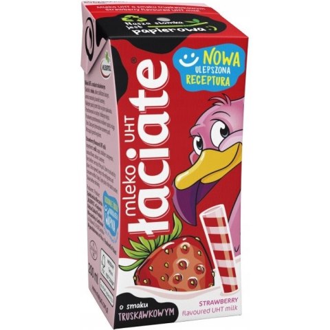 Mleko ŁACIATE UHT 200ml (12 sztuk) truskawkowe Mleko ŁACIATE UHT 200ml (12 sztuk) truskawkowe