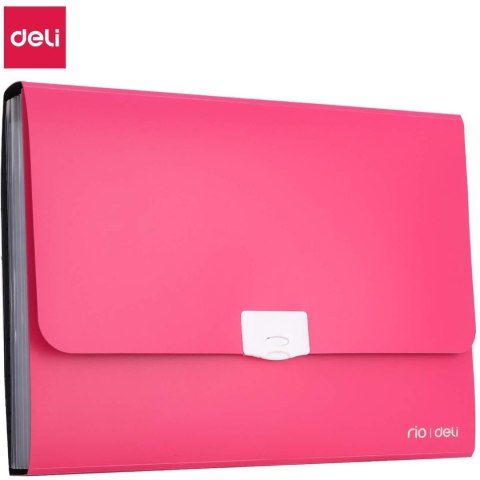 Teczka z rączką 7-przegródek RIO różowa 38125 PINK DELI Teczka z rączką 7-przegródek RIO różowa 38125 PINK DELI