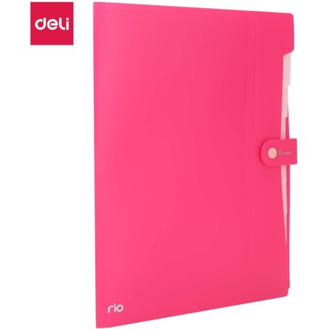Teczka zatrzaskowa A4 8-przegródek RIO różowa EB40102 PINK DELI Teczka zatrzaskowa A4 8-przegródek RIO różowa EB40102 PINK DELI