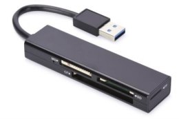 Czytnik kart 4-portowy USB 3.0 SuperSpeed (Compact Flash, SD, Micro SD/SDHC, Memory Stick), czarny