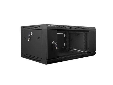 Szafa instalacyjna wisząca 19 cali 4U 600X450mm czarna (drzwi szklane) Szafa instalacyjna wisząca 19 cali 4U 600X450mm czarna (drzwi szklane)