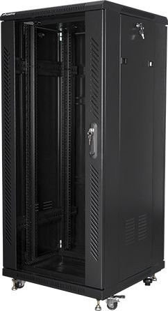Szafa stojąca Rack 19 27U 600x600mm czarna (drzwi szklane) Szafa stojąca Rack 19 27U 600x600mm czarna (drzwi szklane)