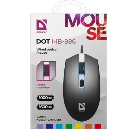 Mysz gamingowa DOT MB-986 optyczna 7 kolorów 1000dpi 4P Mysz gamingowa DOT MB-986 optyczna 7 kolorów 1000dpi 4P