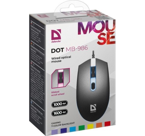 Mysz gamingowa DOT MB-986 optyczna 7 kolorów 1000dpi 4P Mysz gamingowa DOT MB-986 optyczna 7 kolorów 1000dpi 4P