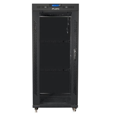 Szafa rack stojąca 19 cali 27U 800x1200 czarna drzwi szklane LCD FLAT PACK Szafa rack stojąca 19 cali 27U 800x1200 czarna drzwi szklane LCD FLAT PACK