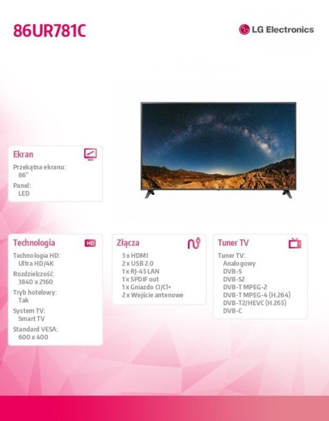 Telewizor LED 86 cali 86UR781C Telewizor LED 86 cali 86UR781C