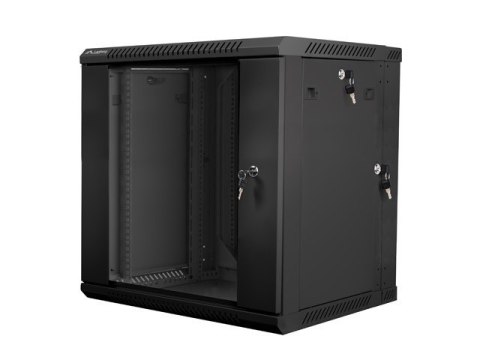 Szafa instalacyjna wisząca dwusekcyjna 19'' 12U 600X600mm czarna Szafa instalacyjna wisząca dwusekcyjna 19'' 12U 600X600mm czarna