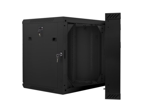 Szafa instalacyjna wisząca dwusekcyjna 19'' 12U 600X600mm czarna Szafa instalacyjna wisząca dwusekcyjna 19'' 12U 600X600mm czarna