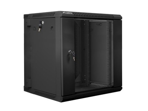 Szafa instalacyjna wisząca dwusekcyjna 19'' 12U 600X600mm czarna Szafa instalacyjna wisząca dwusekcyjna 19'' 12U 600X600mm czarna