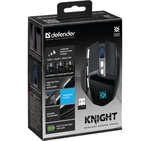 Mysz gamingowa bezprzewodowa Knight GM-885 3200DPI 8P Czarna Mysz gamingowa bezprzewodowa Knight GM-885 3200DPI 8P Czarna