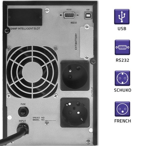 Zasilacz awaryjny UPS | On-line | Pure Sine Wave | 2kVA | 1.6kW |LCD | USB Zasilacz awaryjny UPS | On-line | Pure Sine Wave | 2kVA | 1.6kW |LCD | USB