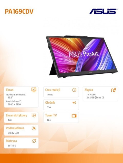 Monitor 15,6 cali PA169CDV IPS 4K UHD USB-C Monitor 15,6 cali PA169CDV IPS 4K UHD USB-C