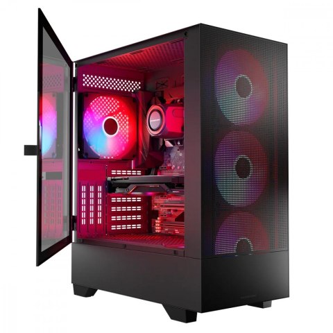 Obudowa komputerowa Siroco ARGB Flow Midi USB 3.0x2+Type-C Czarna Obudowa komputerowa Siroco ARGB Flow Midi USB 3.0x2+Type-C Czarna