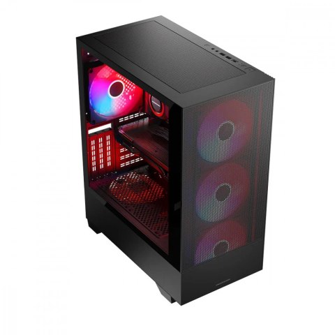 Obudowa komputerowa Siroco ARGB Flow Midi USB 3.0x2+Type-C Czarna Obudowa komputerowa Siroco ARGB Flow Midi USB 3.0x2+Type-C Czarna