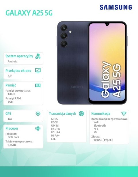 Smartfon GALAXY A25 5G 6/128 GB Czarny Smartfon GALAXY A25 5G 6/128 GB Czarny