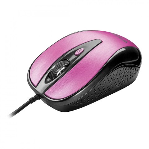 Mysz przewodowa USB, 4 przyciski, optyczna, symetryczna Różowa Mysz przewodowa USB, 4 przyciski, optyczna, symetryczna Różowa