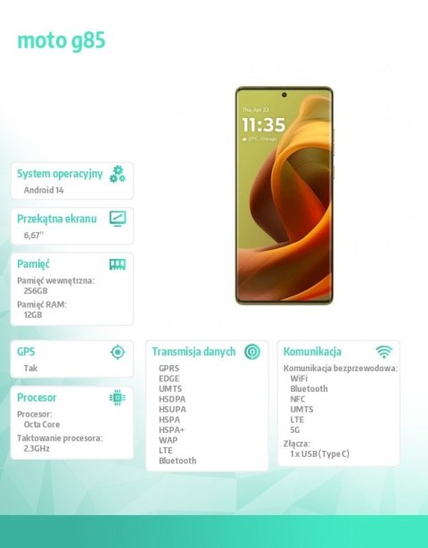 Smartfon moto g85 5G 12/256 GB Olivine Smartfon moto g85 5G 12/256 GB Olivine