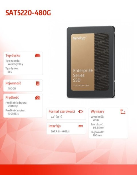 Dysk SSD 2,5 cala SATA 6Gb/s 480GB 7mm SAT5220-480G Dysk SSD 2,5 cala SATA 6Gb/s 480GB 7mm SAT5220-480G
