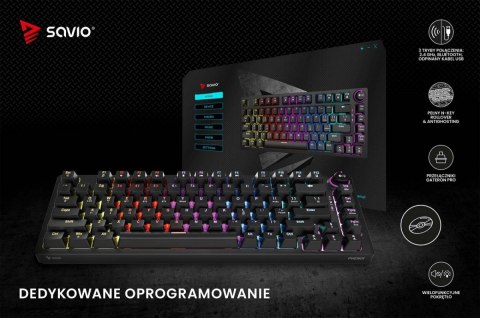 Klawiatura mechaniczna bezprzewodowa PHENIX Gateron Red Pro, ABS Klawiatura mechaniczna bezprzewodowa PHENIX Gateron Red Pro, ABS