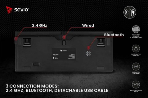 Klawiatura mechaniczna bezprzewodowa PHENIX Gateron Red Pro, ABS Klawiatura mechaniczna bezprzewodowa PHENIX Gateron Red Pro, ABS