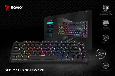 Klawiatura mechaniczna bezprzewodowa PHENIX Gateron Red Pro, ABS Klawiatura mechaniczna bezprzewodowa PHENIX Gateron Red Pro, ABS