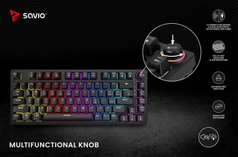 Klawiatura mechaniczna bezprzewodowa PHENIX Gateron Red Pro, ABS Klawiatura mechaniczna bezprzewodowa PHENIX Gateron Red Pro, ABS