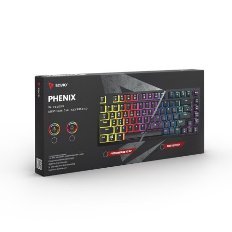 Klawiatura mechaniczna bezprzewodowa PHENIX, Gateron Red Pro, Pudding Klawiatura mechaniczna bezprzewodowa PHENIX, Gateron Red Pro, Pudding