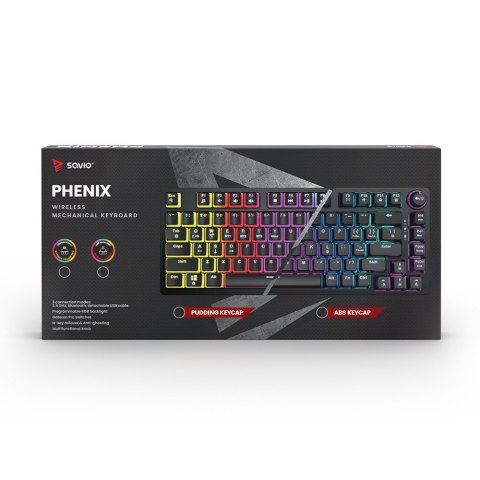 Klawiatura mechaniczna bezprzewodowa PHENIX Gateron Yellow Pro, ABS Klawiatura mechaniczna bezprzewodowa PHENIX Gateron Yellow Pro, ABS