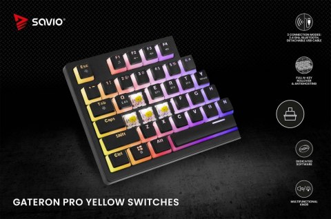 Klawiatura mechaniczna bezprzewodowa PHENIX, Gateron Yellow Pro, Pudding Klawiatura mechaniczna bezprzewodowa PHENIX, Gateron Yellow Pro, Pudding