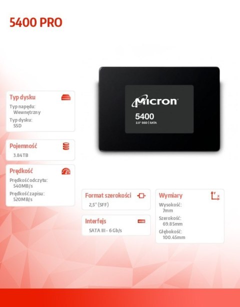 Dysk SSD 5400 PRO 3840GB MTFDDAK3T8TGA-1BC1ZABYYR Dysk SSD 5400 PRO 3840GB MTFDDAK3T8TGA-1BC1ZABYYR