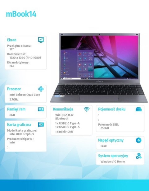 Laptop mBook14 szary Laptop mBook14 szary