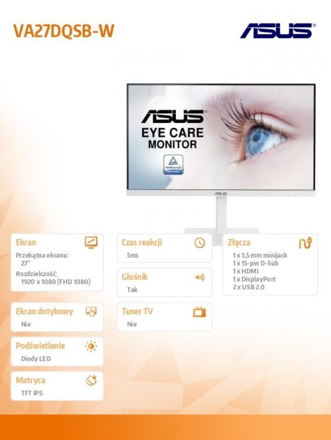 Monitor 27 cali VA27DQSB-W Monitor 27 cali VA27DQSB-W